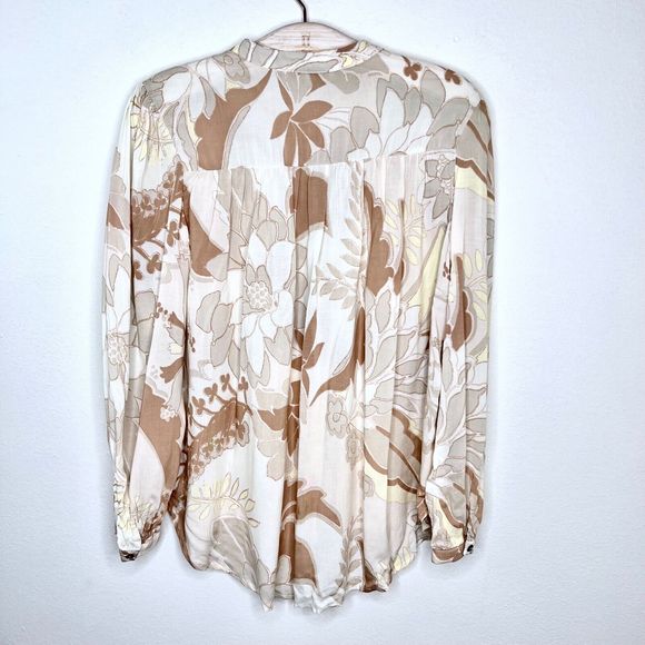 Olivaceous Womens Floral Blouse Small Long Sleeve Boho Prairie Peasant Top - Picture 4 of 4
